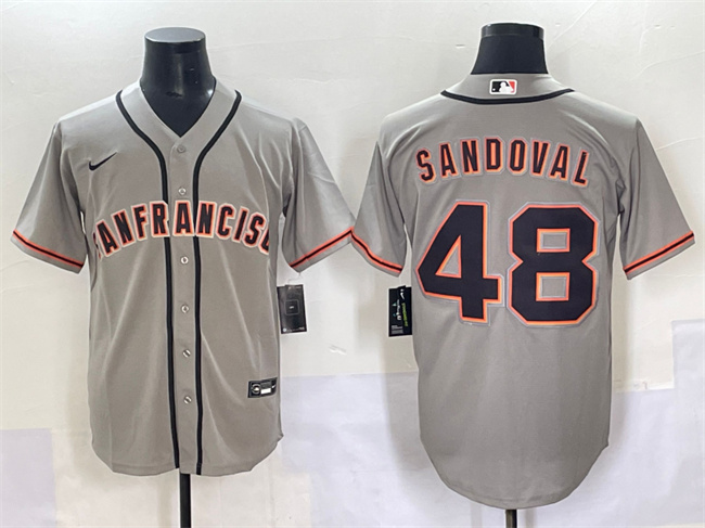 Men's San Francisco Giants #48 Pablo Sandoval Grey Cool Base Stitched Baseball Jersey