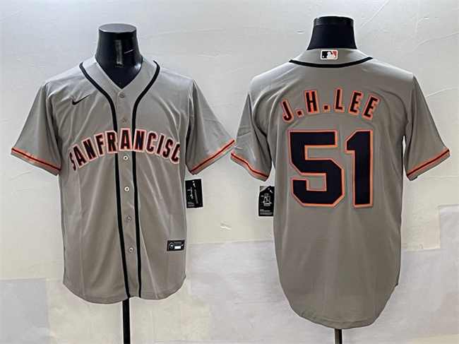 Men's San Francisco Giants #51 Jung Hoo Lee Grey Cool Base Stitched Baseball Jersey