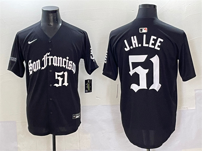 Men's San Francisco Giants #51 Jung Hoo Lee Black 'Gothic Fog Edition' Vapor Premier Limited Stitched Baseball Jersey