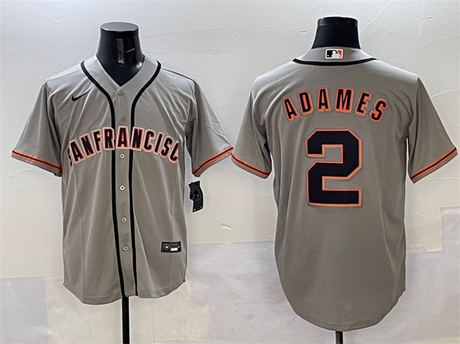 Men's San Francisco Giants #2 Willy Adames Grey Cool Base Stitched Baseball Jersey