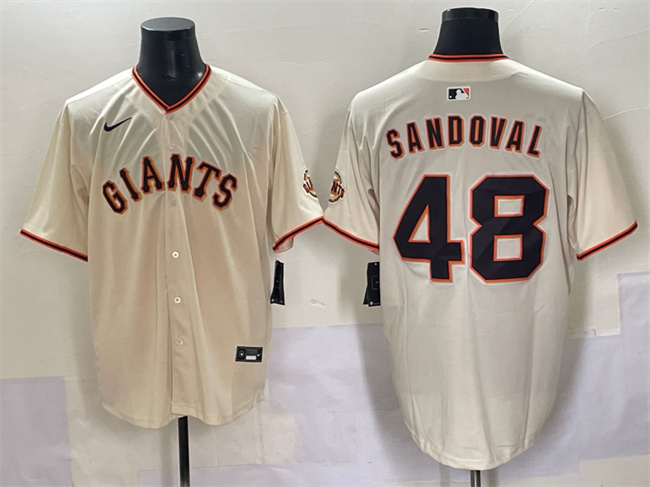 Men's San Francisco Giants #48 Pablo Sandoval Cream 2024 Home Limited Stitched Baseball Jersey