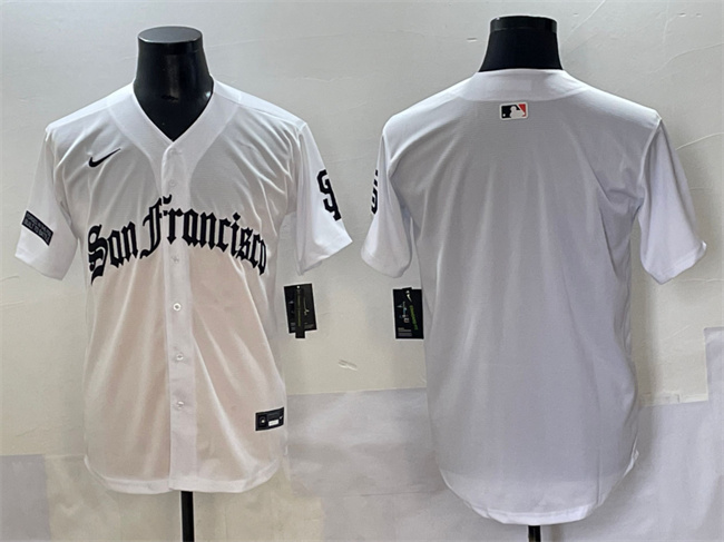 Men's San Francisco Giants Blank White 'Gothic Fog Edition' Vapor Premier Limited Stitched Baseball Jersey