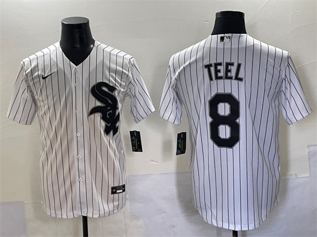 Men's Chicago White Sox #8 Kyle Teel White Cool Base Stitched Baseball Jersey