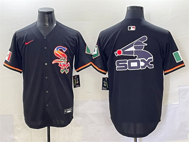 Men's Chicago White Sox Team Big Logo Black Mexico Limited Stitched Jersey 003