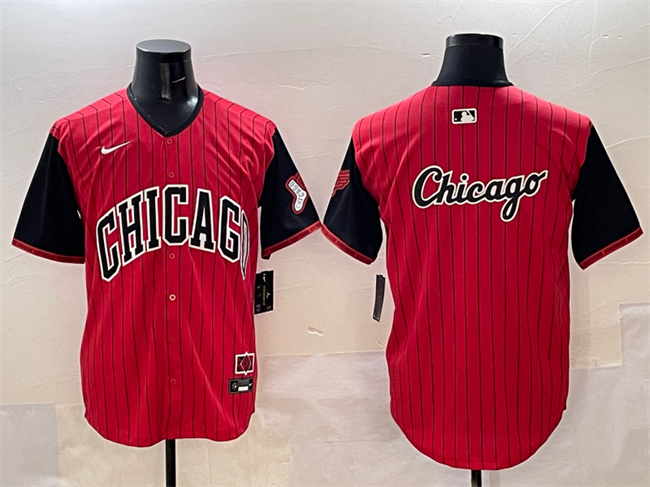 Men's Chicago White Sox Team Big Logo Red Black 2025 City Connect Limited Stitched Baseball Jersey 003