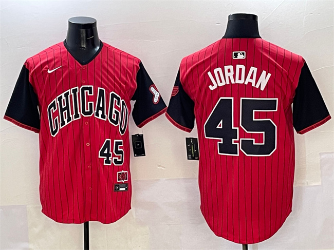 Men's Chicago White Sox #45 Michael Jordan Red Black 2025 City Connect Limited Stitched Baseball Jersey