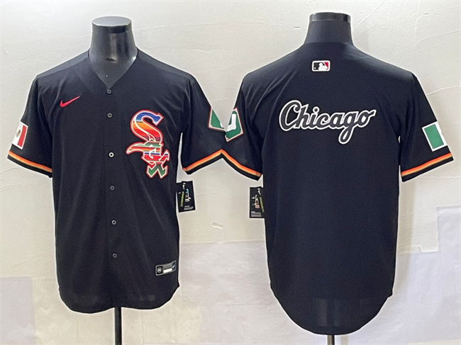Men's Chicago White Sox Team Big Logo Black Mexico Limited Stitched Jersey 001