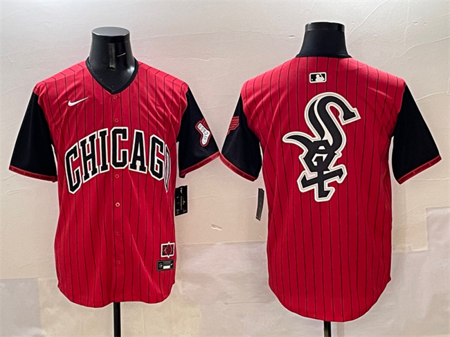 Men's Chicago White Sox Team Big Logo Red Black 2025 City Connect Limited Stitched Baseball Jersey 001