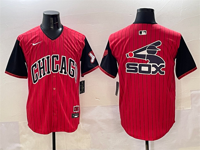 Men's Chicago White Sox Team Big Logo Red Black 2025 City Connect Limited Stitched Baseball Jersey 002