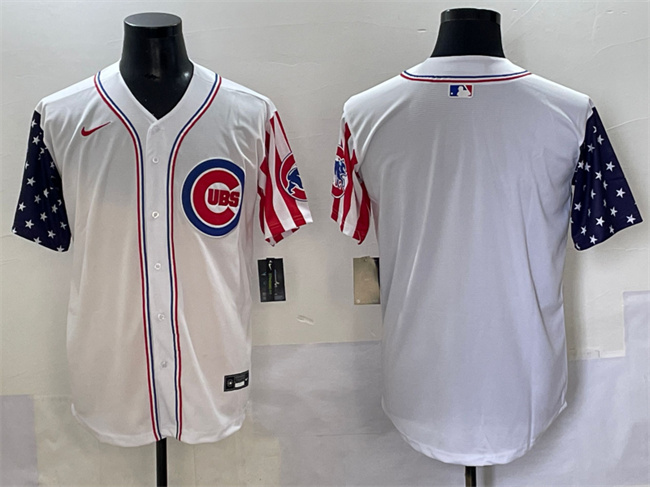 Men's Chicago Cubs Blank White 2025 Independence Day Vapor Premier Limited Stitched Baseball Jersey
