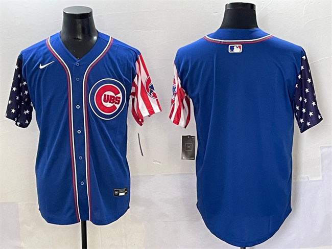 Men's Chicago Cubs Blank Royal 2025 Independence Day Vapor Premier Limited Stitched Baseball Jersey