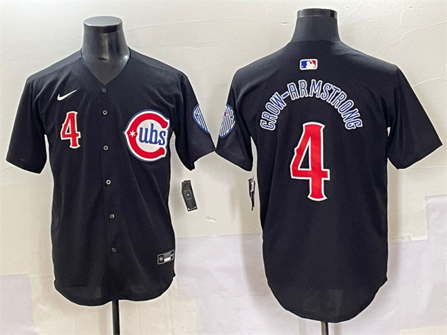 Men's Chicago Cubs #4 Pete Crow-Armstrong Black Limited Stitched Baseball Jersey