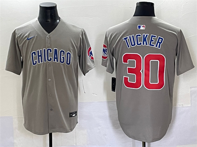 Men's Chicago Cubs #30 Kyle Tucker Grey Limited Stitched Baseball Jersey