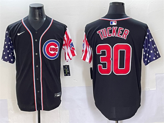 Men's Chicago Cubs #30 Kyle Tucker Black 2025 Independence Day Vapor Premier Limited Stitched Baseball Jersey