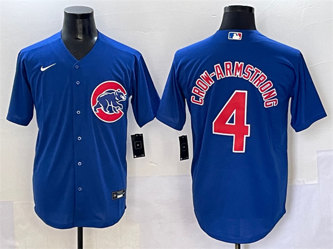 Men's Chicago Cubs #4 Pete Crow-Armstrong Royal Cool Base Stitched Baseball Jersey