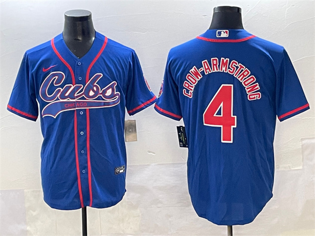 Men's Chicago Cubs #4 Pete Crow Armstrong Royal Cool Base Stitched Baseball Jersey