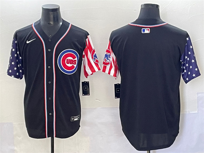 Men's Chicago Cubs Blank Black 2025 Independence Day Vapor Premier Limited Stitched Baseball Jersey