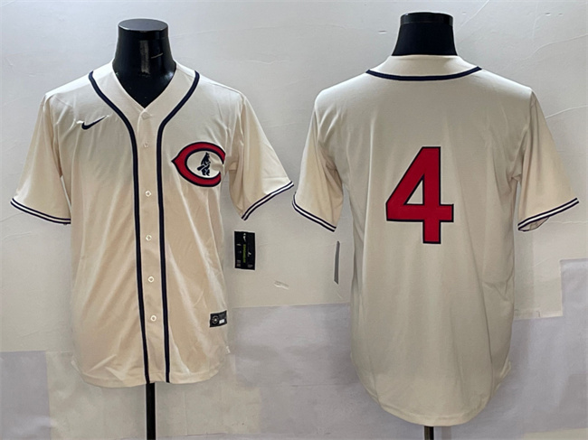 Men's Chicago Cubs #4 Pete Crow-Armstrong Cream Field Of Dreams Cool Base Stitched Baseball Jersey