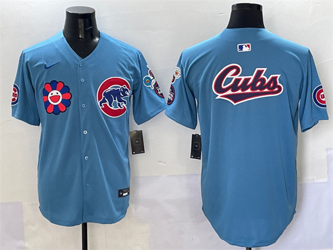 Men's Chicago Cubs Team Big Logo Blue 2025 Tokyo Series 2nd Alternate Limited Stitched Baseball Jersey