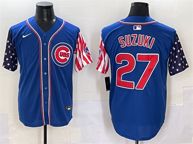 Men's Chicago Cubs #27 Seiya Suzuki Royal 2025 Independence Day Vapor Premier Limited Stitched Baseball Jersey