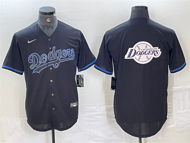 Men's Los Angeles Dodgers Team Big Logo Black Fashion Stitched Baseball Jersey 003