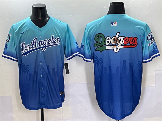 Men's Los Angeles Dodgers Team Big Logo Blue Limited Stitched Baseball   Jersey