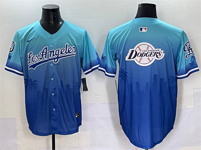 Men's Los Angeles Dodgers Team Big Logo Blue Limited Stitched Baseball Jersey