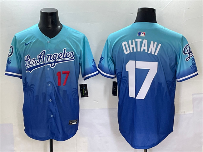 Men's Los Angeles Dodgers #17 Shohei Ohtani Blue Limited Stitched Baseball Jersey