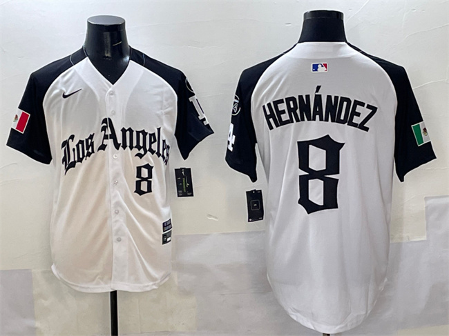 Enrique Hernández White Black Mexico 2025 LA Gothic Style With Fernando Patch Vapor Premier Limited Stitched Baseball Jersey