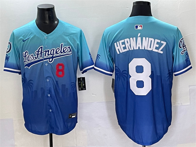 Men's Los Angeles Dodgers #8 Enrique Hernández Blue Limited Stitched Baseball Jersey