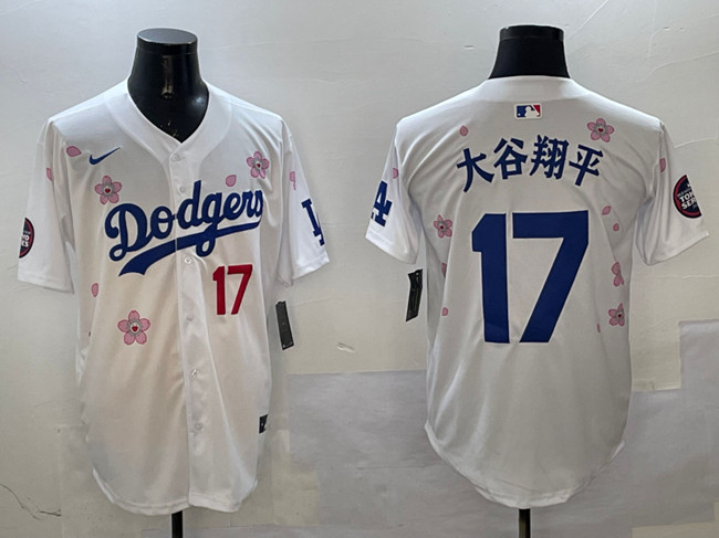 Men's Los Angeles Dodgers #17 大谷翔平 White 2025 Tokyo Series Limited Stitched Baseball Jersey