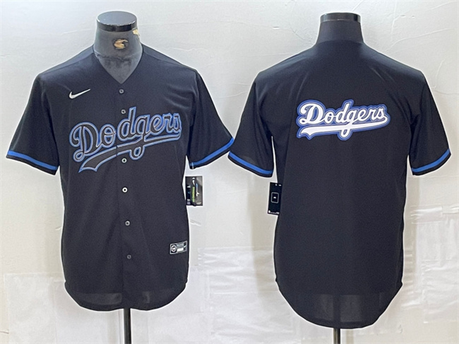 Men's Los Angeles Dodgers Team Big Logo Black Fashion Stitched Baseball Jersey 002