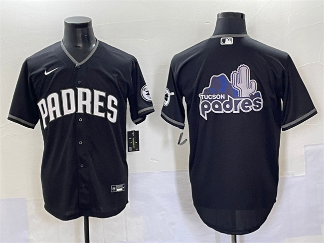 Men's San Diego Padres Team Big Logo Black Stitched Baseball  Jersey