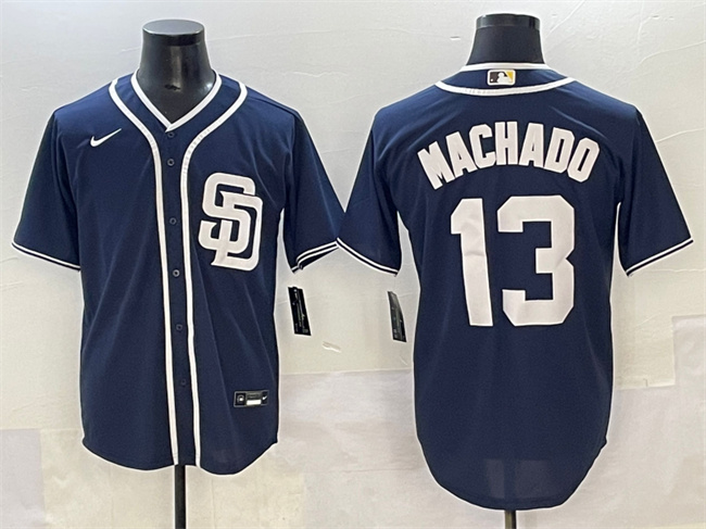 Men's San Diego Padres #13 Manny Machado Navy Cool Base Stitched Baseball Jersey