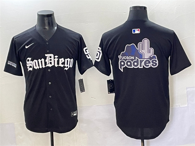 Men's San Diego Padres Team Big Logo Black Gothic Edition Vapor Limited Stitched Baseball  Jersey