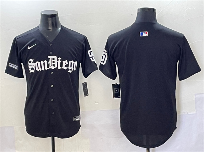 Men's San Diego Padres Blank Black Gothic Edition Vapor Limited Stitched Baseball Jersey