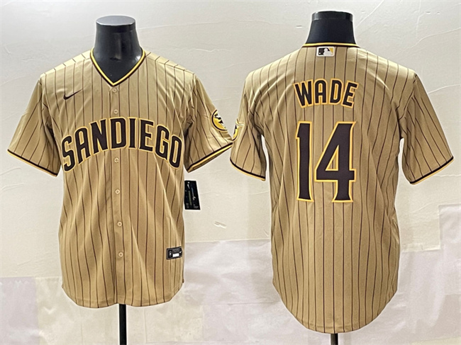Men's San Diego Padres #14 Tyler Wade Tan Cool Base Stitched Baseball Jersey 001