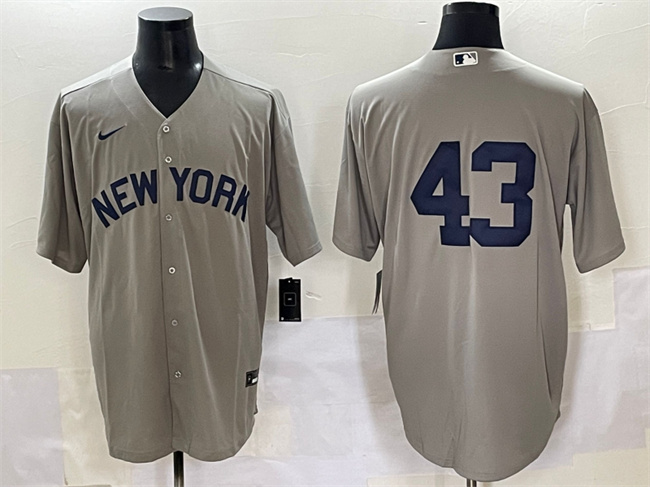 Men's New York Yankees #43 Jonathan Loáisiga Grey Cool Base Stitched Baseball Jersey
