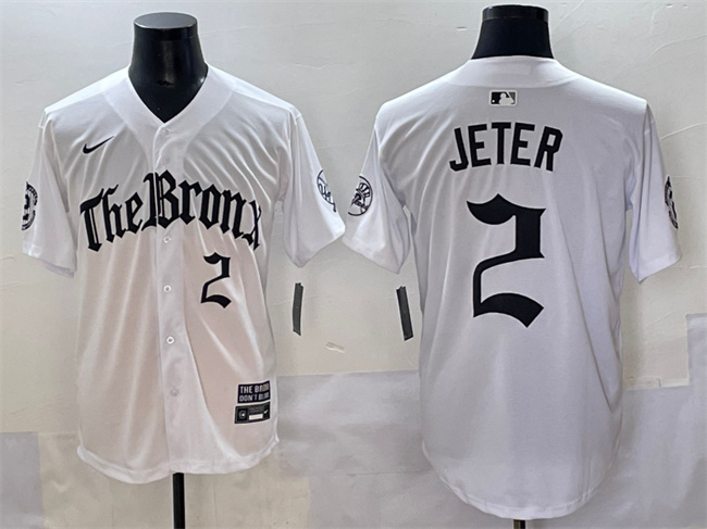 Men's New York Yankees #2 Derek Jeter White 'Gothic Legacy Edition' Vapor Premier Limited Stitched Baseball  Jersey