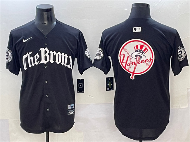 Men's New York Yankees Team Big Logo Black 'Gothic Legacy Edition' Vapor Premier Limited Stitched Baseball Jersey 001