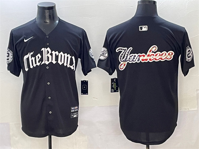 Men's New York Yankees Team Big Logo Black 'Gothic Legacy Edition' Vapor Premier Limited Stitched Baseball Jersey 002