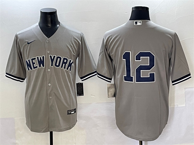 Men's New York Yankees #12 Trent Grisham Grey Cool Base Stitched Baseball Jersey