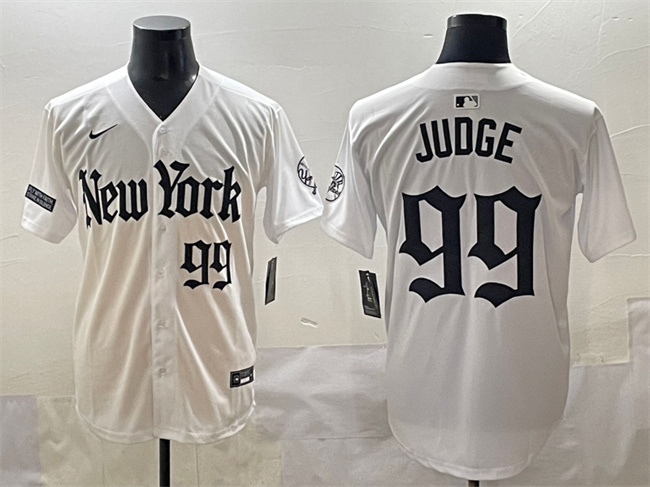 Men's New York Yankees #99 Aaron Judge White 'Gothic Legacy Edition' Vapor Premier Limited Stitched Baseball Jersey
