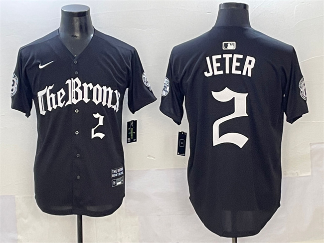 Men's New York Yankees #2 Derek Jeter Black 'Gothic Legacy Edition' Vapor Premier Limited Stitched Baseball Jersey