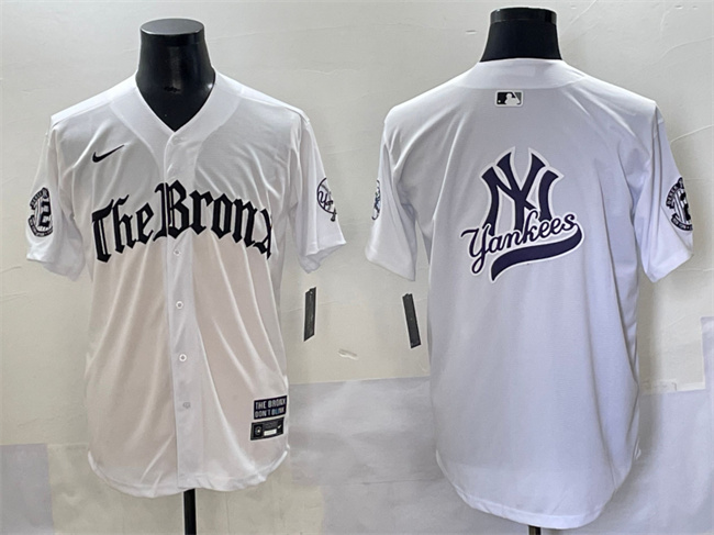 Men's New York Yankees Team Big Logo White 'Gothic Legacy Edition' Vapor Premier Limited Stitched Baseball Jersey 003