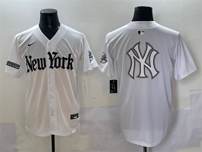 Men's New York Yankees Team Big Logo White 'Gothic Legacy Edition' Vapor Premier Limited Stitched Baseball Jersey  003