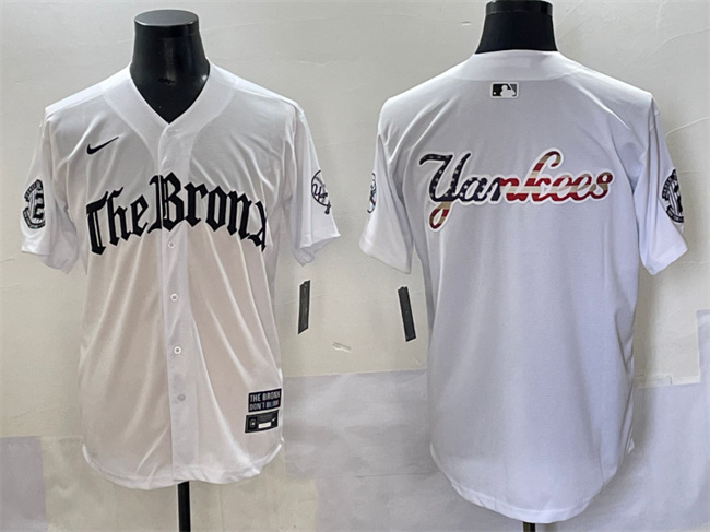 Men's New York Yankees Team Big Logo White 'Gothic Legacy Edition' Vapor Premier Limited Stitched Baseball Jersey 002
