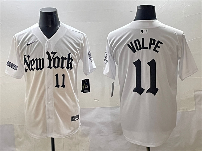 Men's New York Yankees #11 Anthony Volpe White 'Gothic Legacy Edition' Vapor Premier Limited Stitched Baseball  Jersey