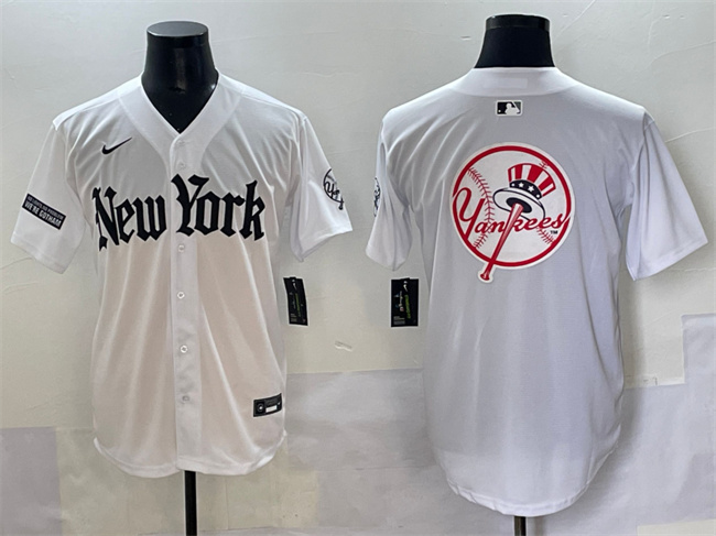 Men's New York Yankees Team Big Logo White 'Gothic Legacy Edition' Vapor Premier Limited Stitched Baseball Jersey  004