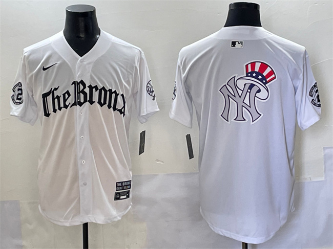 Men's New York Yankees Team Big Logo White 'Gothic Legacy Edition' Vapor Premier Limited Stitched Baseball Jersey 004